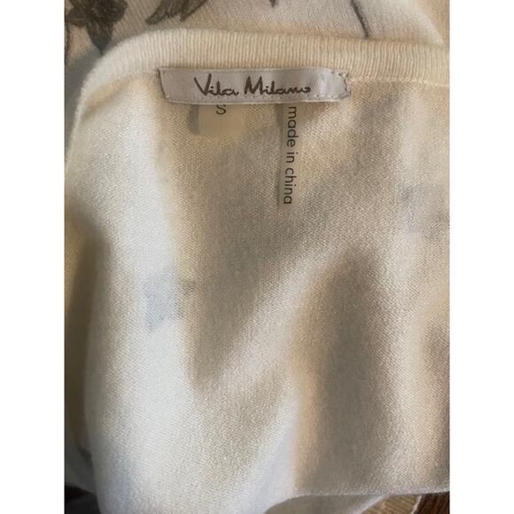 Vila Milano Women's Size Small Button-Up Cardigan Cream w/ Floral Pattern - Picture 5 of 6